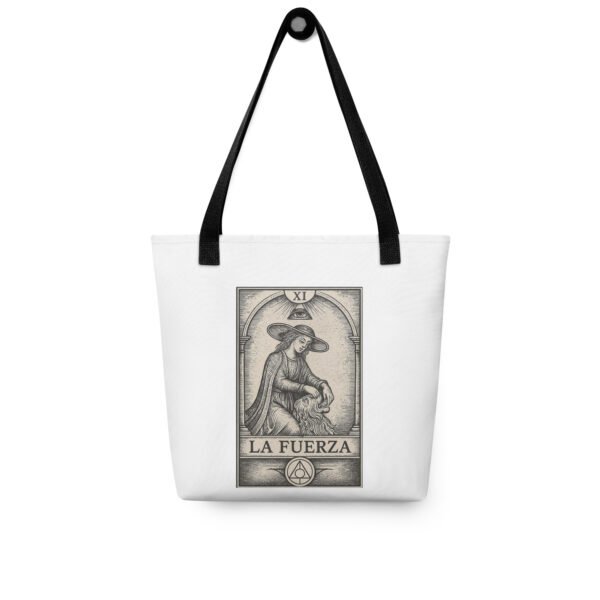 Bolsa de tela “La Fuerza” – Tarot, diseño espiritual, resistente y con asas largas
