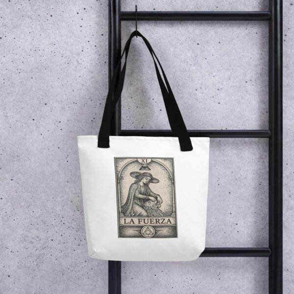 Bolsa de tela “La Fuerza” – Tarot, diseño espiritual, resistente y con asas largas - Imagen 4