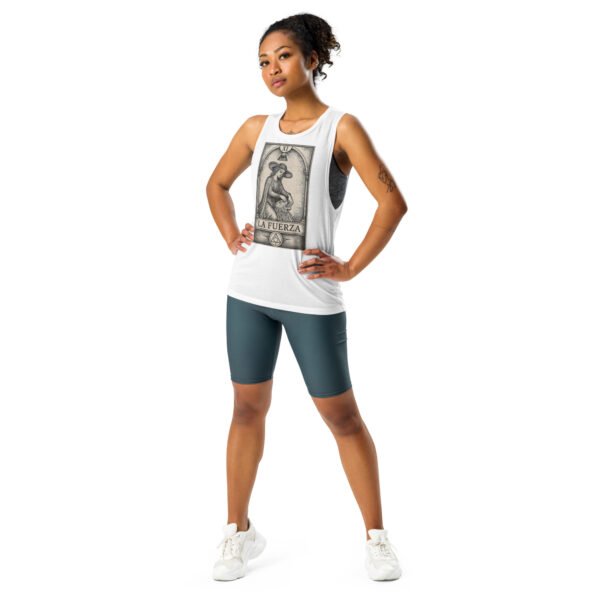 Camiseta sin mangas espiritual para mujer “La Fuerza” – Tarot, estilo holgado y suave, ideal para looks conscientes - Imagen 3